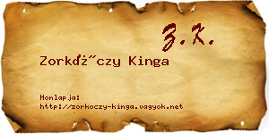 Zorkóczy Kinga névjegykártya